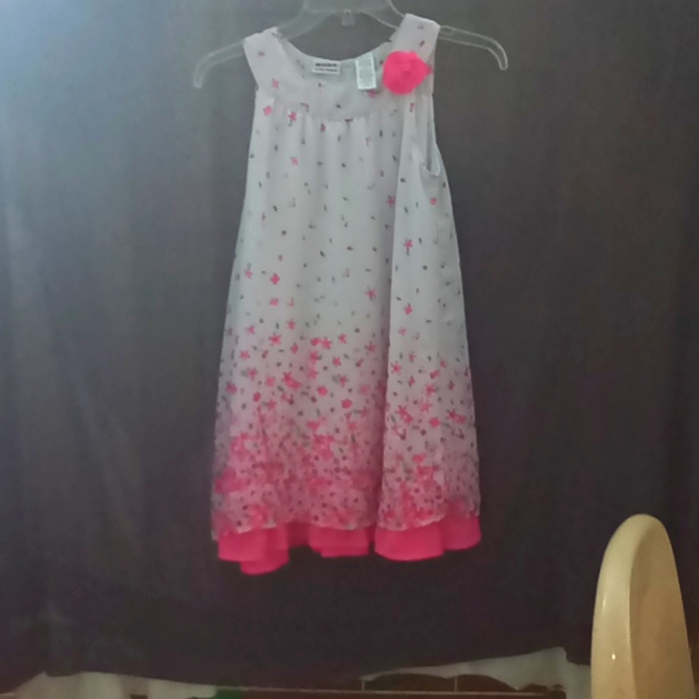 Girls size 12 dress, white with pink flowers